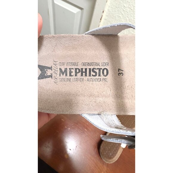 Mephisto Women's White Cork Sandals Size 37 US 6-6.5 Double Strap Adjustable Lea - Picture 8 of 8